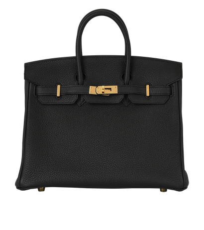 Birkin 25 In Clemence Black, front view
